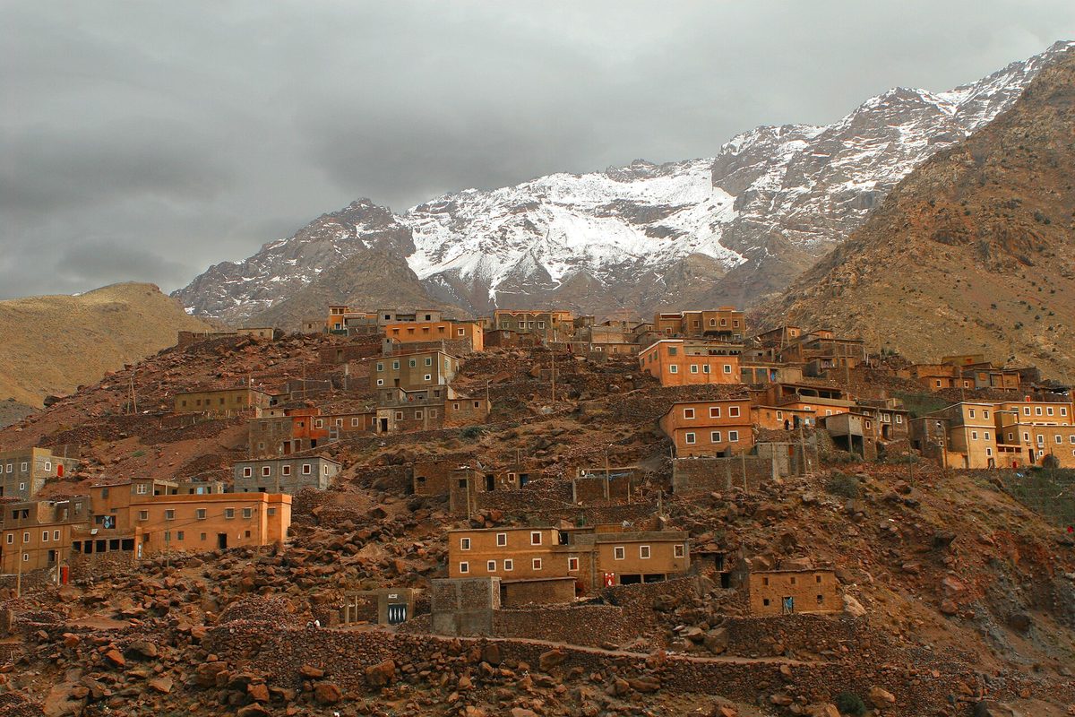 A Berber village clinging to the mountainside