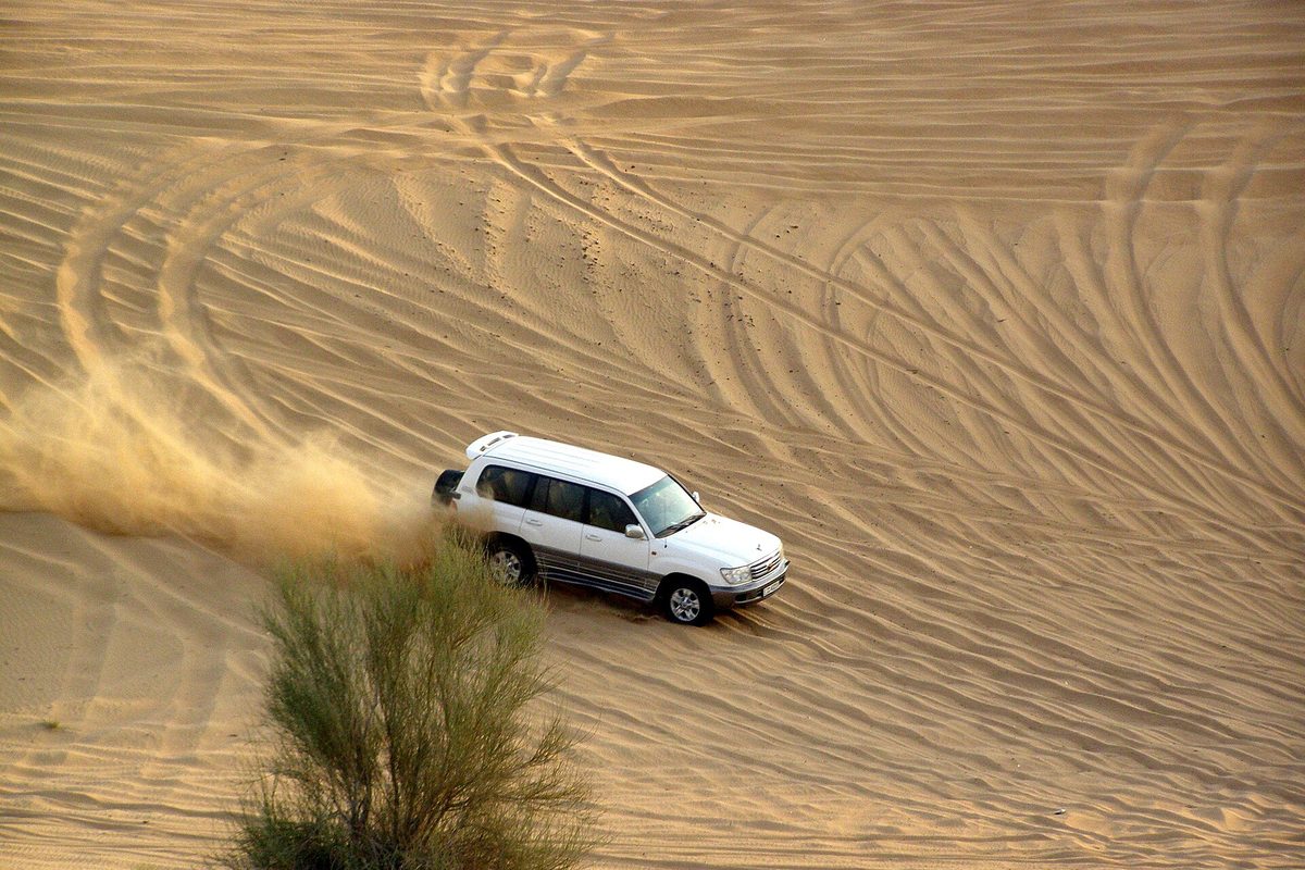 4x4 dune bashing on a Dubai desert safari