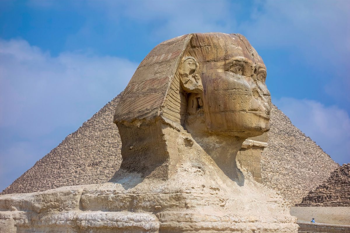Great Sphinx with the Pyramid of Khafre behind