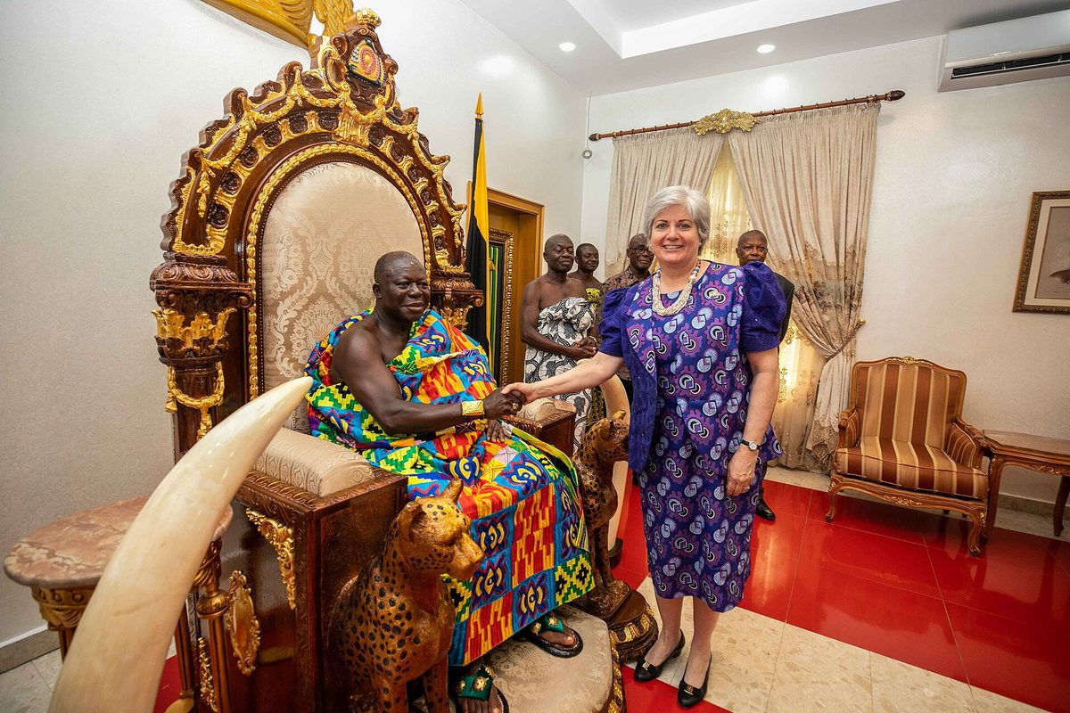 The Asantehene receives guests at Manhyia Palace, Kumasi