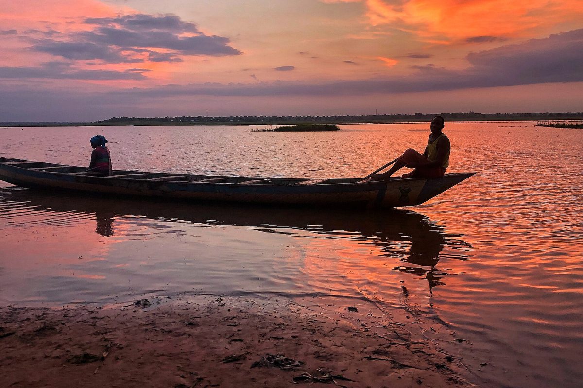 Sunset canoe on the Volta