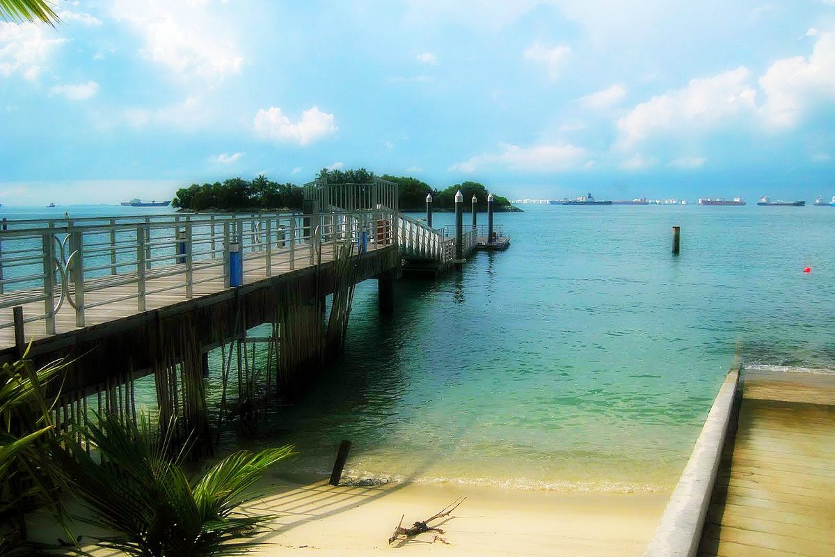 Sentosa Island boardwalk and beach