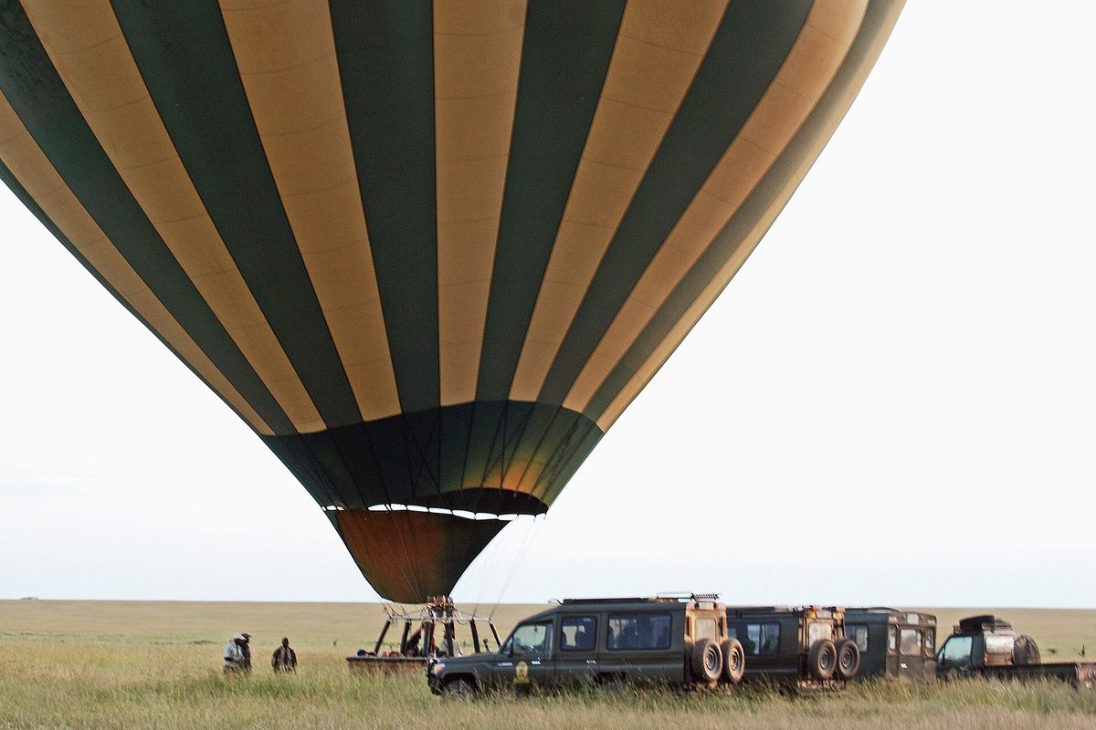 Hot-air balloon safari over the Serengeti plains