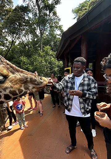 Feeding giraffes on a Navigate Africa Kenya tour